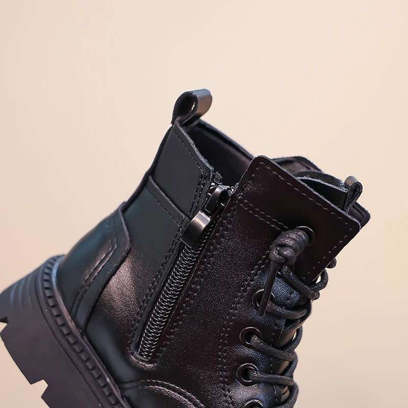 Stivali in pelle per bambini Quattro stagioni Scarpe singole semplici per ragazzi e ragazze 3-18 anni Stivali singoli per bambini corti imbottiti e ispessiti
