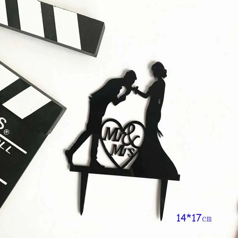 Wedding Cake Topper Bride Groom Mr Mrs Wedding Decorations Acrylic Black gold Cake Toppers Mariage Party Supplies Adult Favors
