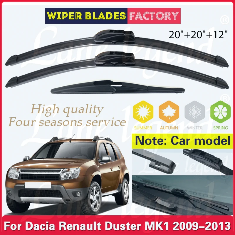 

Wiper Front Rear Wiper Blades Set Kit For Dacia Renault Duster MK1 2009 - 2013 Windshield Windscreen Car Accessories 20"+20"+12"