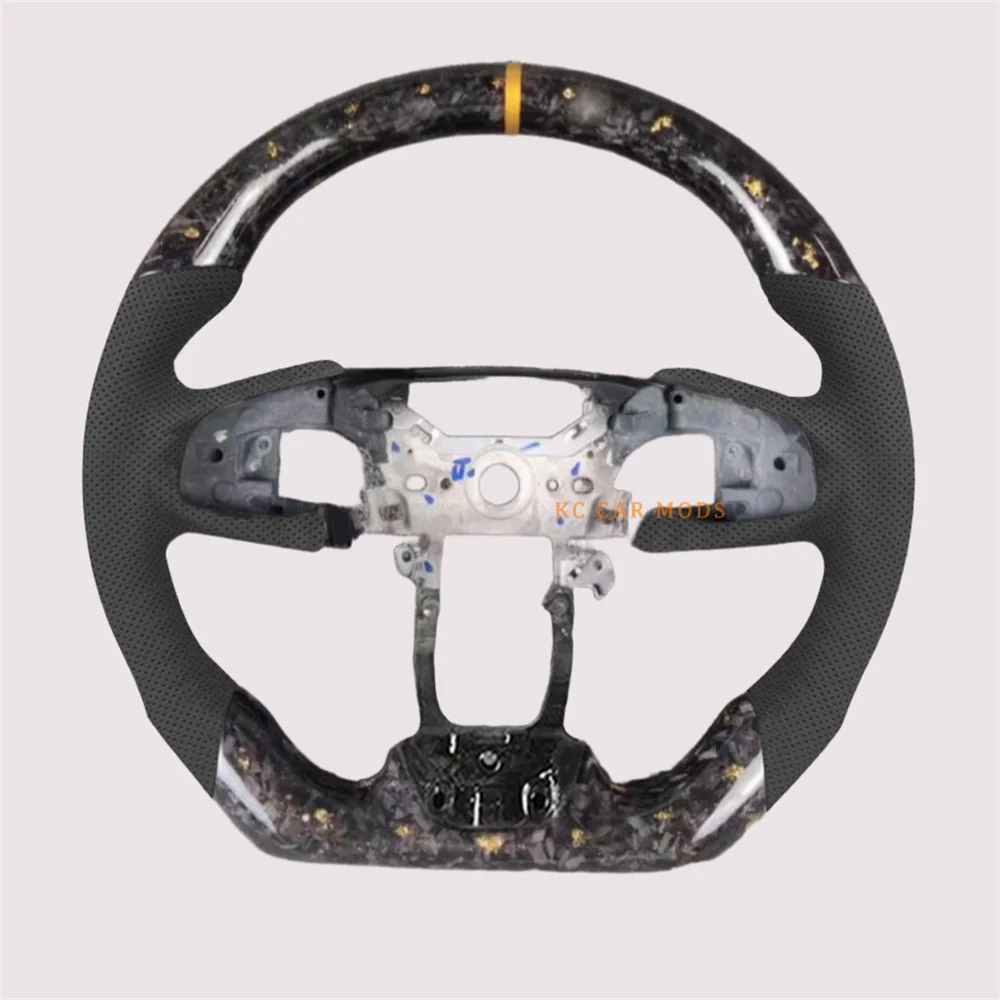 

Customized Forged Carbon Fiber Black Smooth Leather Yellow Strip Steering Wheel For HONDA CIVIC 2016 2017 2018 2019 2020 2021