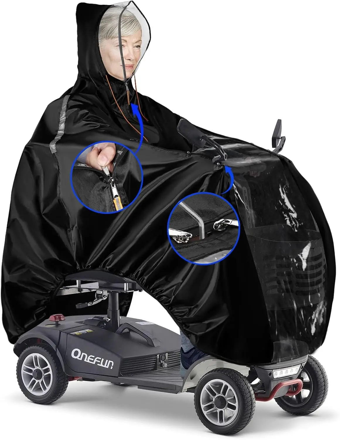 

Mobility Scooter Rain Cover, 420D Oxford & EVA Fabric Electric Vehicle Rain Covers, Mobility Scooter Cover Waterproof Outdoor Wh