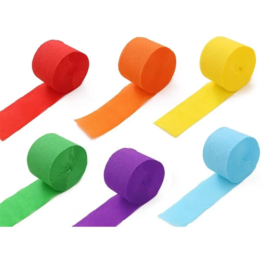 6 Stück Pastell-Krepppapier-Streamer-Rollen, bunte Regenbogenbänder für Geburtstag, Hochzeit, Party, Hintergrund, DIY-Basteldekoration – Detail 2