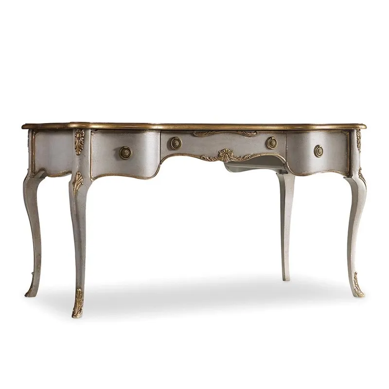 

Y American style solid wood retro made old book combination furniture, curved gold engraved and carved study furniture