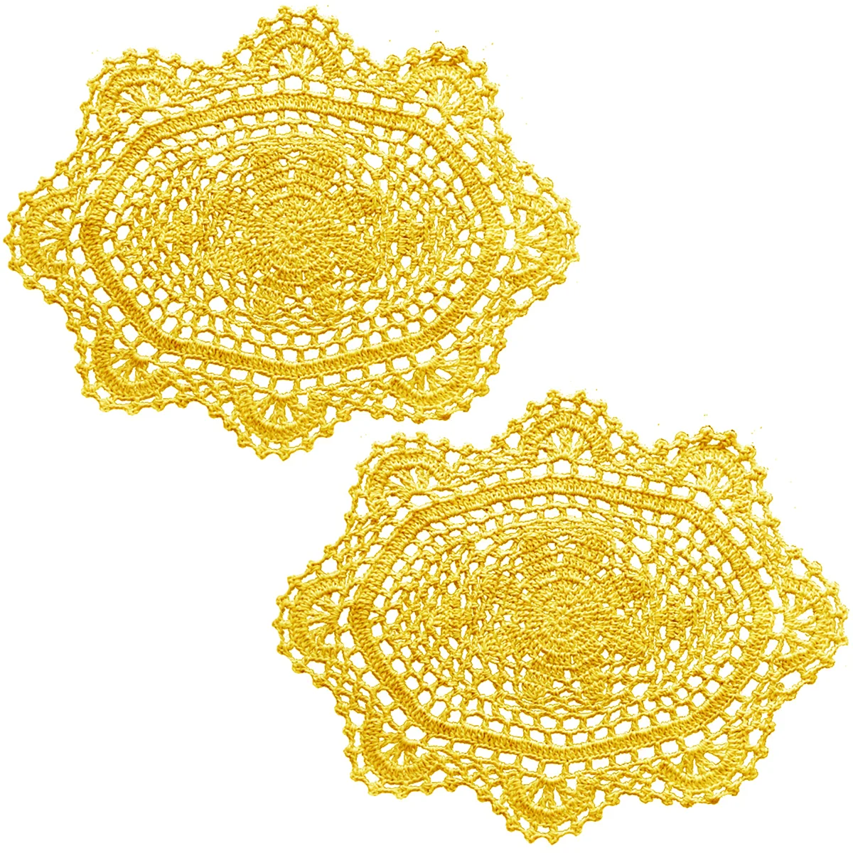 

BomHCS Oval Crochet Lace Doilies Handmade Doily Table Placemats Bedroom Mats Vase Pads2pcs