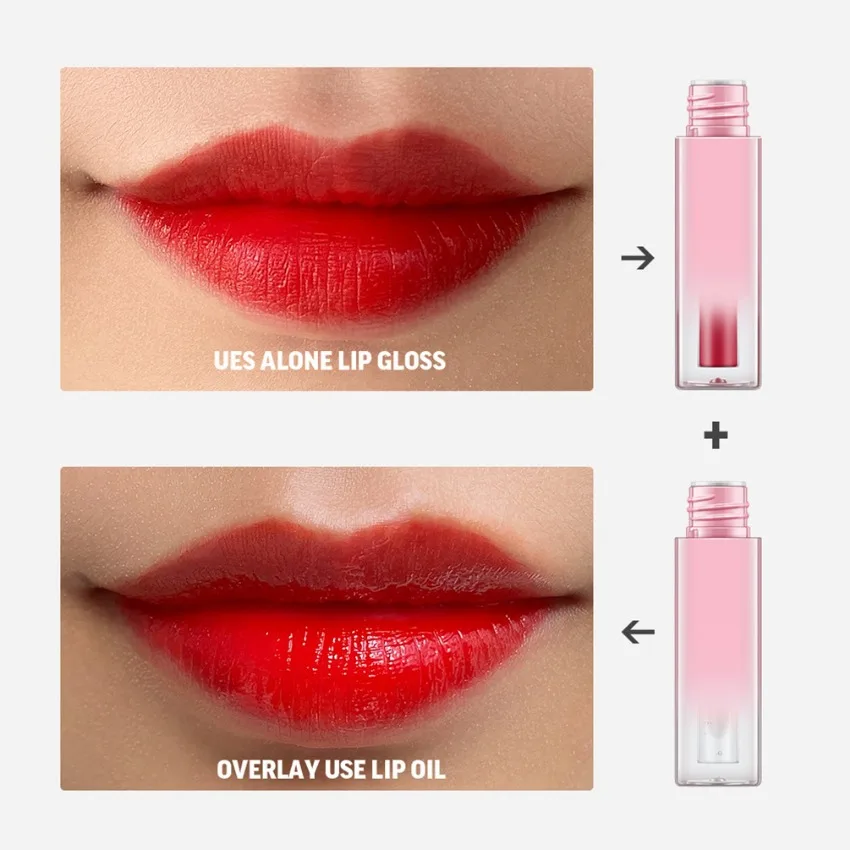 Private Label 2in1 Double-ended Lip Gloss Pigment Long Lasting Non-stick Moisturizer Mirror Custom Logo Makeup Bulk Cruelty Free