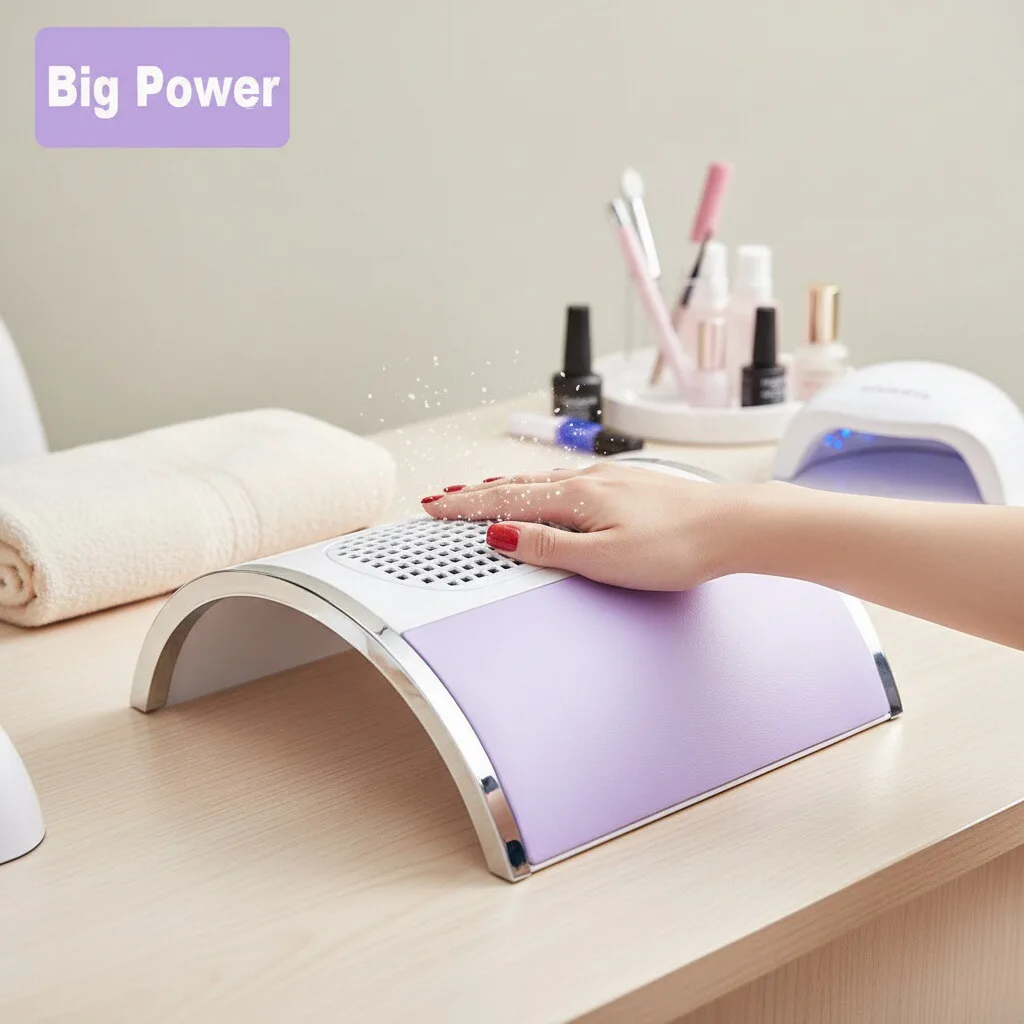 Nail Art Vacuum Cleaner Nail Polishing Vacuum Cleaner High-power Dual Fan Hand Pillow Desktop Dust Collector High Suction Power