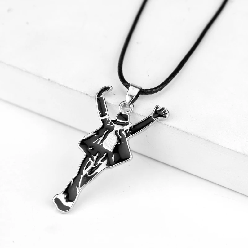 Classic Pop Star Singer MJ Necklace Dancing Michael Jackson Enamel Pendant Necklace For Fans Monumental Jewelry Accessories