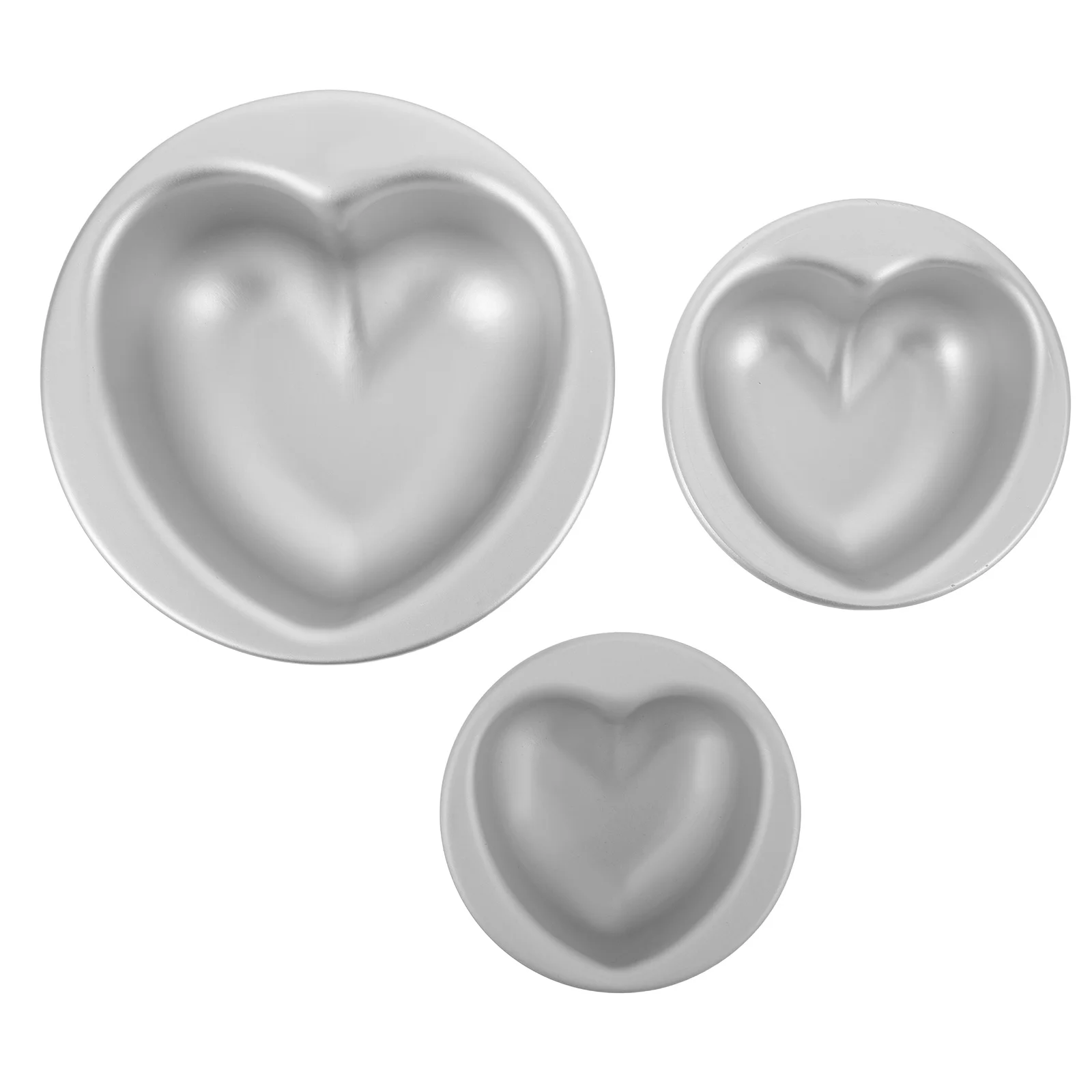 

3pcs Heart Shaped Cake Molds: Aluminum Alloy Non-Stick Baking Pans For Valentine'S Day Mother'S Day Mini Desserts Small Heart