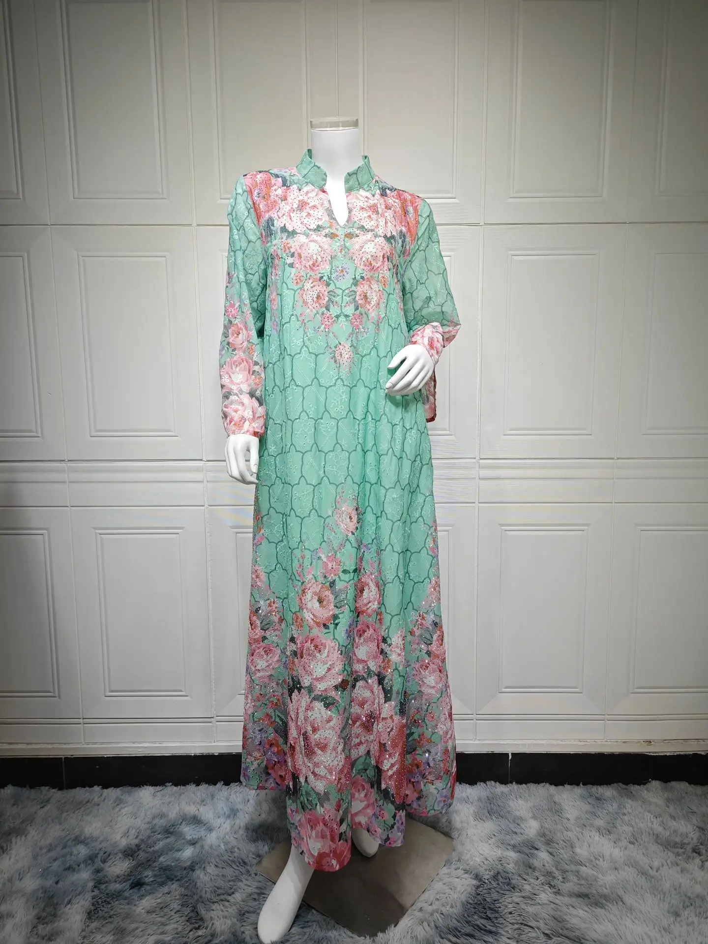 Uni dubaï impression florale luxe femme soirée Maxi robe Abaya longues robes modestes femmes 2025