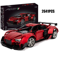 2641PCS Technical 1 :8 Red R8 Speed Car Building Blocks V10 Engine Construction Bricks Sport Vehicle Toy Children Adult Gift