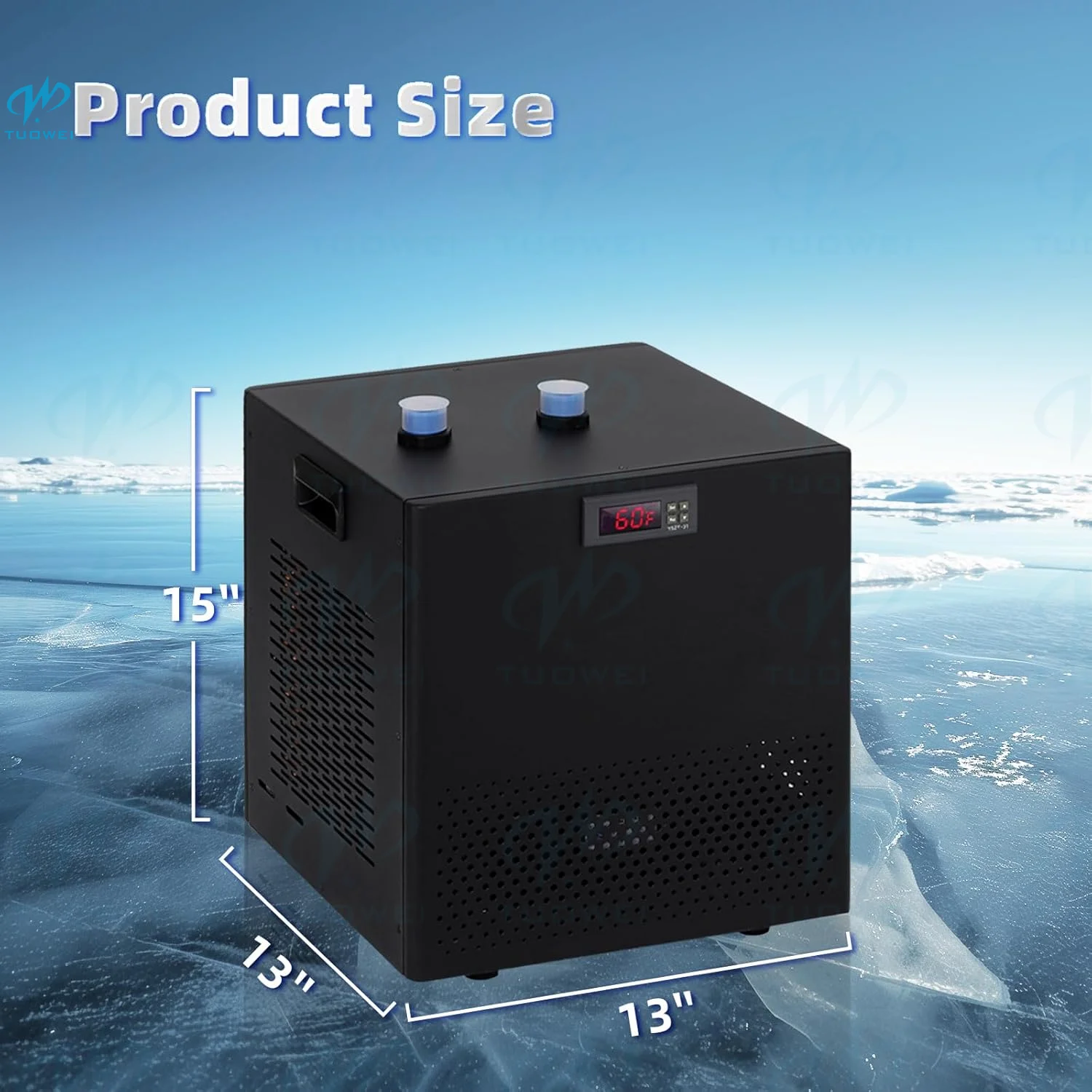 TW Refrigeratore per acquario 1/2 HP Refrigeratore d'acqua per sistema idroponico Uso domestico per immersione fredda 110 V con pompa e tubo