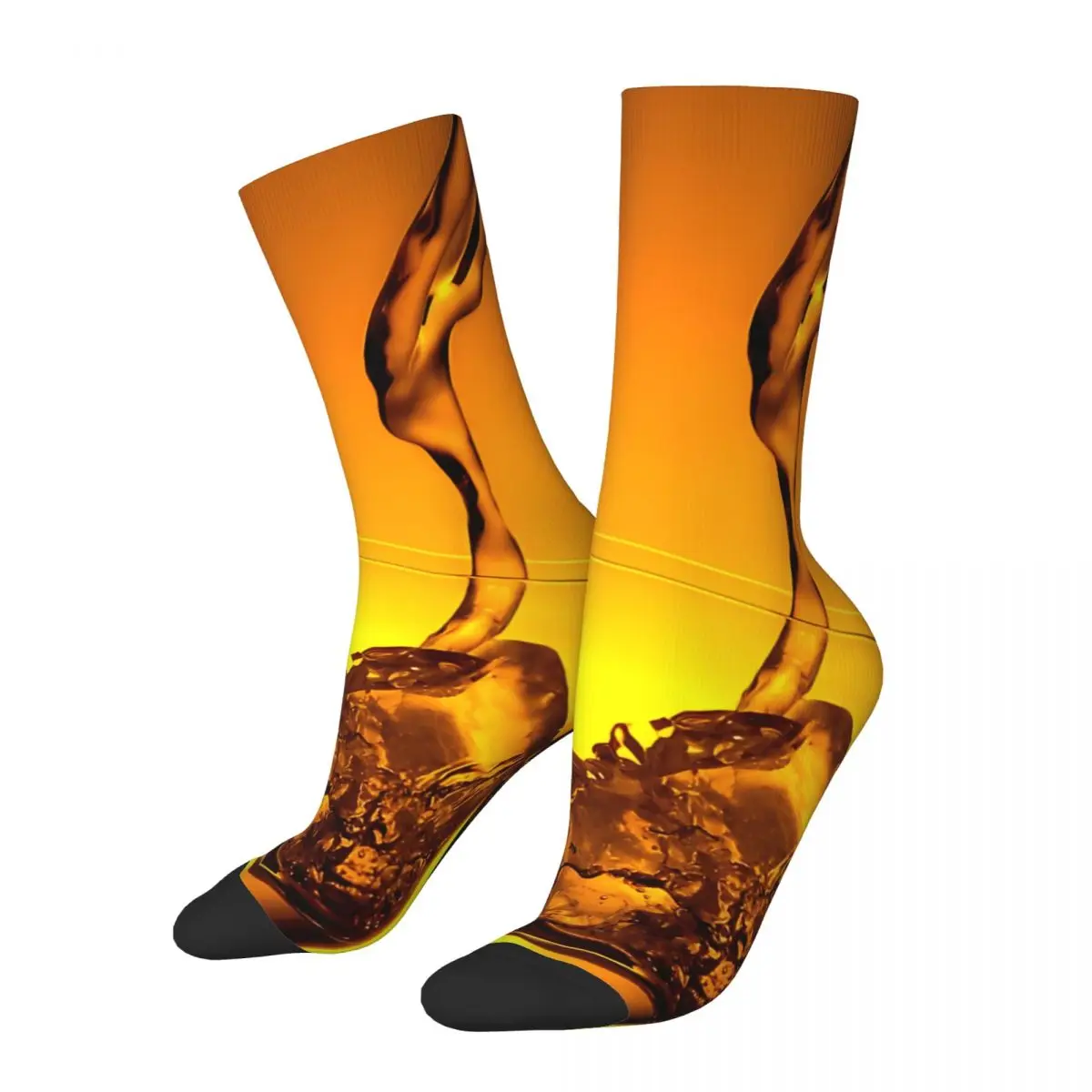 Retro Bourbon On The Rocks Case Men's compression Socks Unisex Selling Harajuku Seamless Printed Novelty Crew Sock