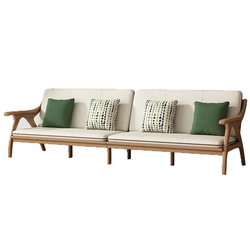 Three-person solid wood living room ash wood furniture winter and summer sofa