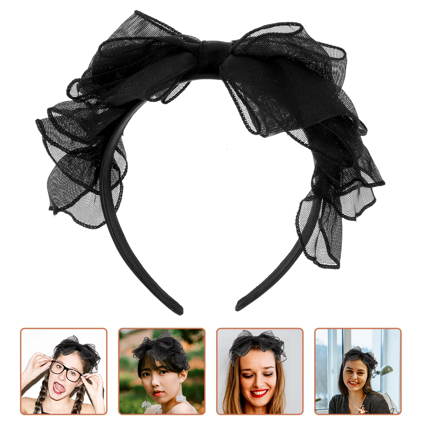 

Big Bow Headband Elegant Hair Ornament Bow-knot Lace Women Hoops Women's