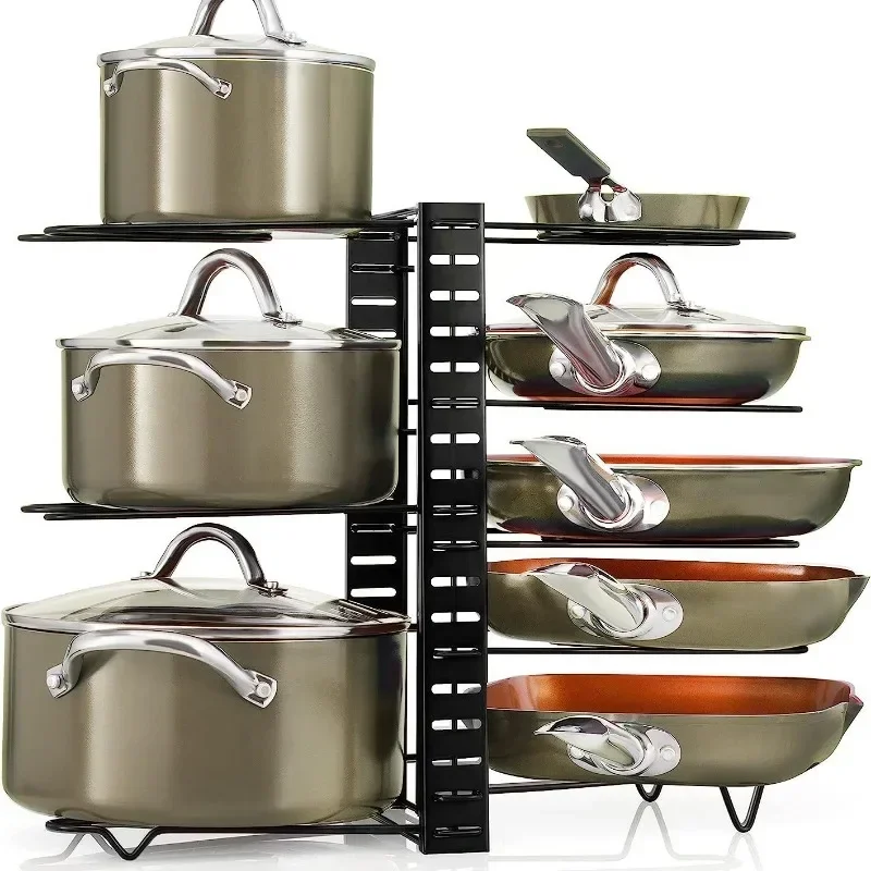 Pots and Pans Organizer Rack Multi-layer Iron Wire Bilateral Pot Cover Storage Rack Pots Lids Storage Holder Kitchen Storage