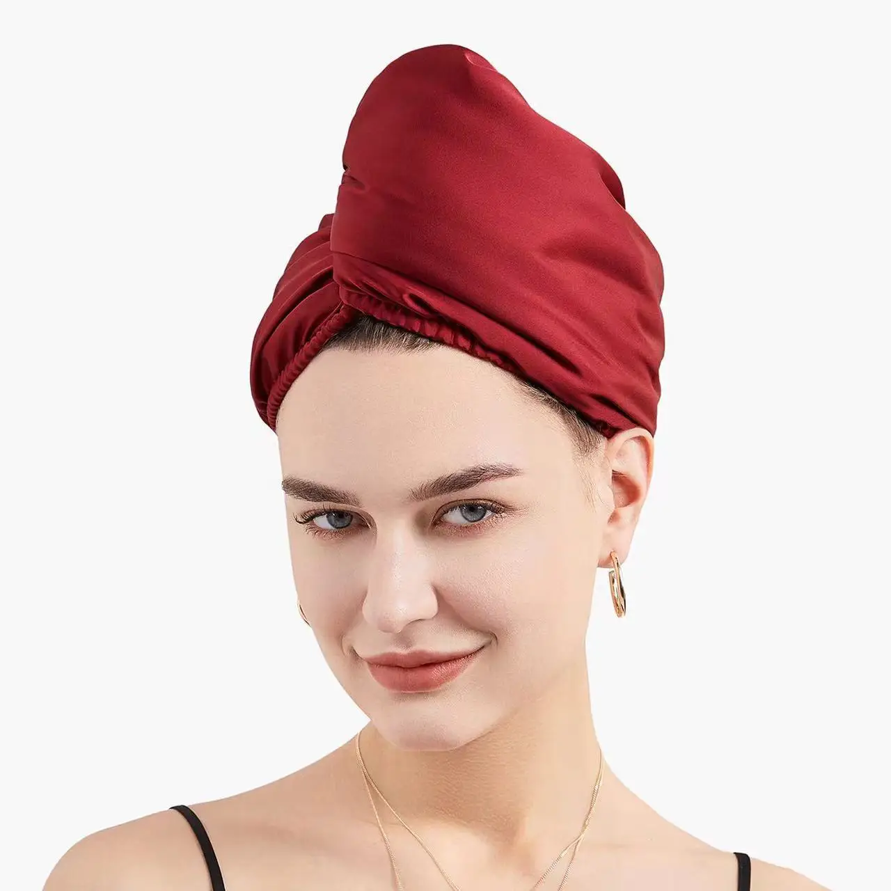 1pc Silk Hair Drying Towels Double Layer Absorbent Quick Dry Wrap Cap European Women Shower Long Curly Hair Dryer Turban