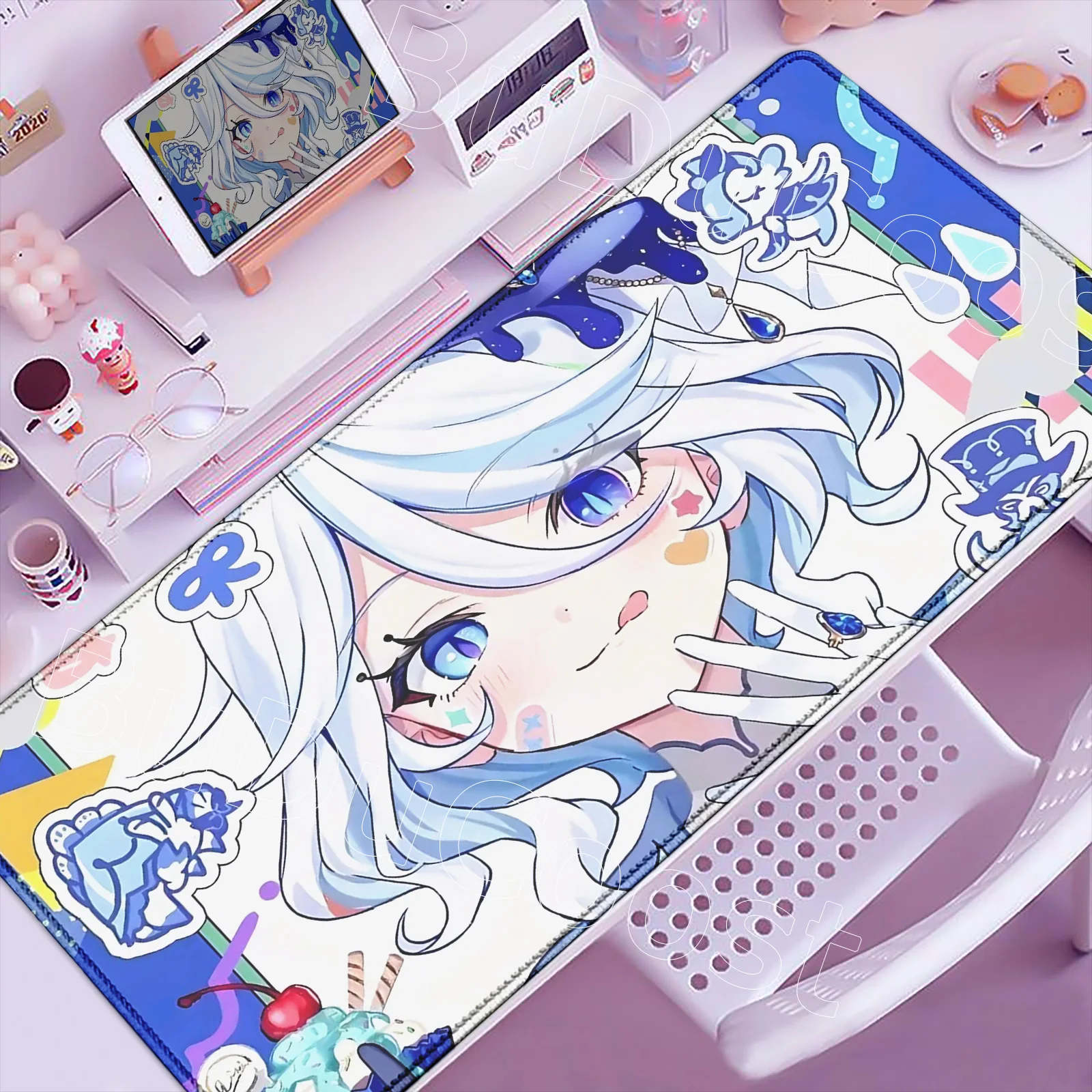 HD New Pretty Genshin Impact Furina Anime Mousepad Game Office PC Kawaii Girl Desk Mat Keyboard Mouse Pad Laptop Mice Mat Carpet