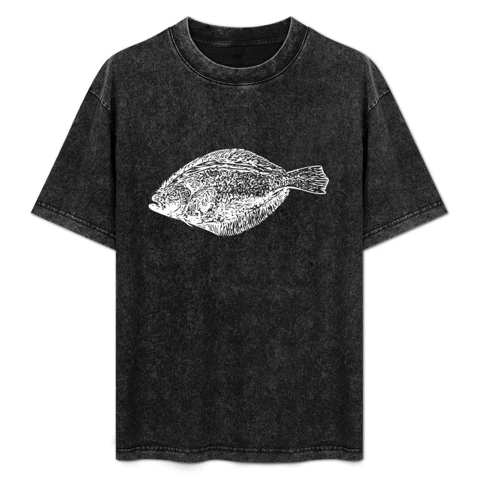 Summer Flounder (Fluke) White Print T-Shirt plain boys whites heavyweight t shirts for men