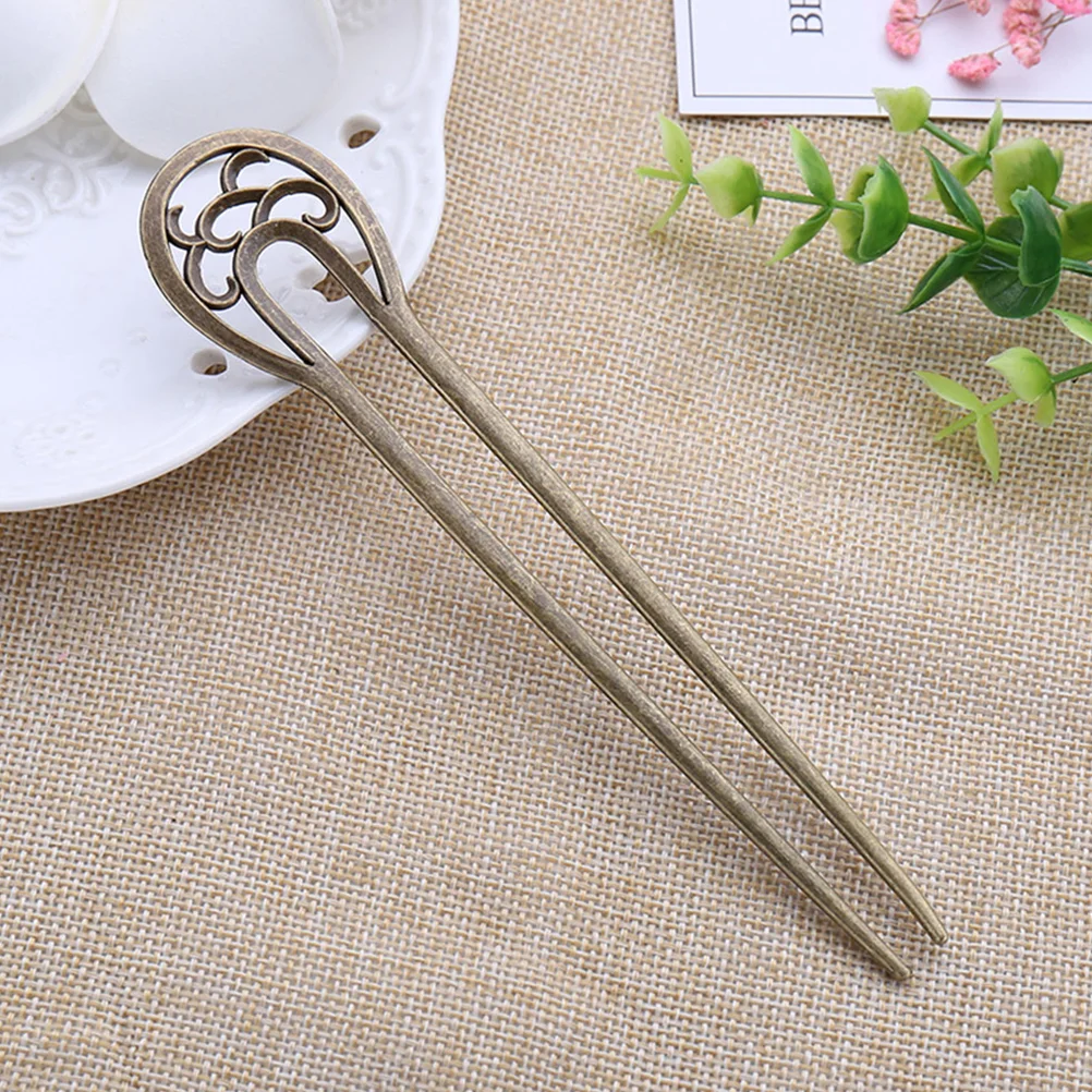 

4 Pcs U-shaped Metal Hairpin Girls Stick Barrettes Headdress Retro Women Clasp Accessories Fork