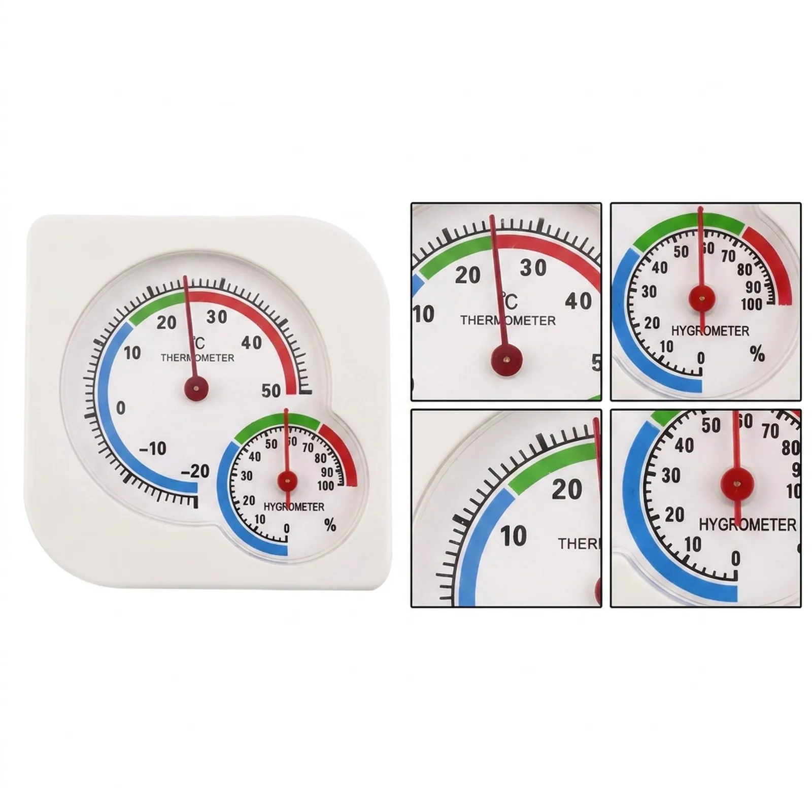 2 In 1 Thermometer Hygrometer Indoor Outdoor Plastic Temperature Humidity Gauge For Garden Home Climate Monitor Yellow White