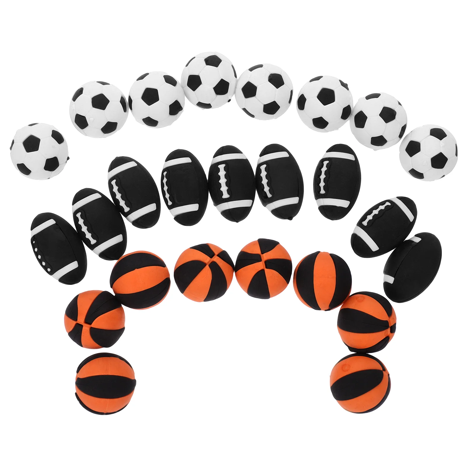 

25 Pcs Simulation Ball Erasers for Kids Tiny House Ornament Decor Football Basketball Rugby School Pencil Child Small