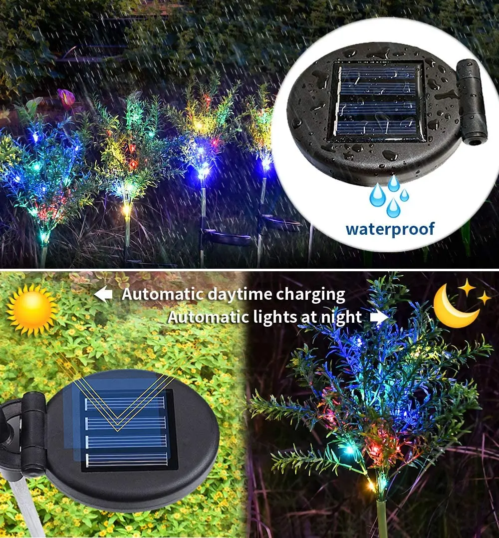 2 Pack Solar Christmas Tree Outdoor Standing Light for Garden and Vegetable Patch IP65 Led Lawn Lamp Holiday House Decorative