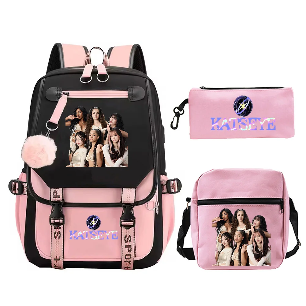 新しいキャッツアイバックパック-3-個セット高品質ジッパーリュックサック女性男性カジュアル-mochilas-大学生スクールバッグティーンエイジャー用
