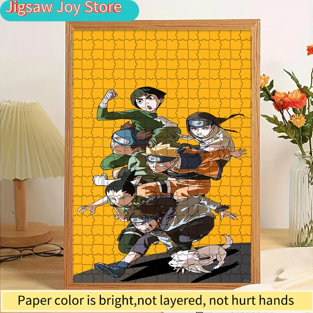 

Konoha Ninja Youth Group Anime Paper Jigsaw Puzzle, Premium Thick Paper Material, HD Vibrant Yellow Background Character Printin
