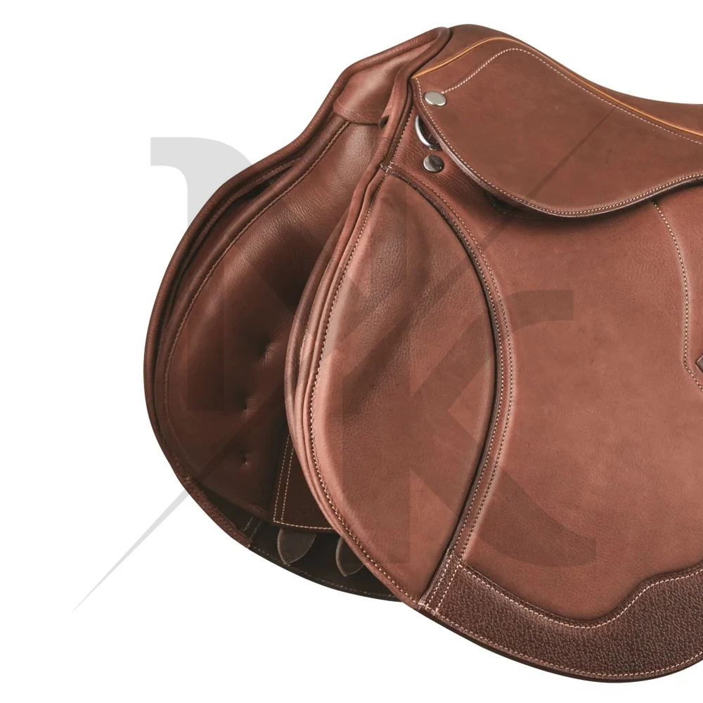 High-quality Leather British Equestrian Saddle with Memory Sponge Panel, Wooden Saddle Frame, Suitable for Horse Racing
