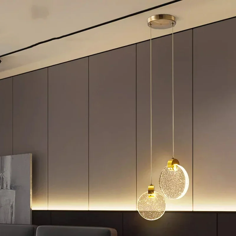 Minimalist Black Bubble Pendant Light 3-Color Switchable LED Round Glass Hanging Lamp for Bedroom Living Room Bar Home Decor