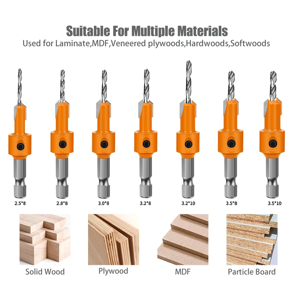 1/5 Pcs 8/10mm Hex Shank HSS Woodworking Countersink Router Bit Screw Extractor Remon Demolition for Wood Milling Cutter