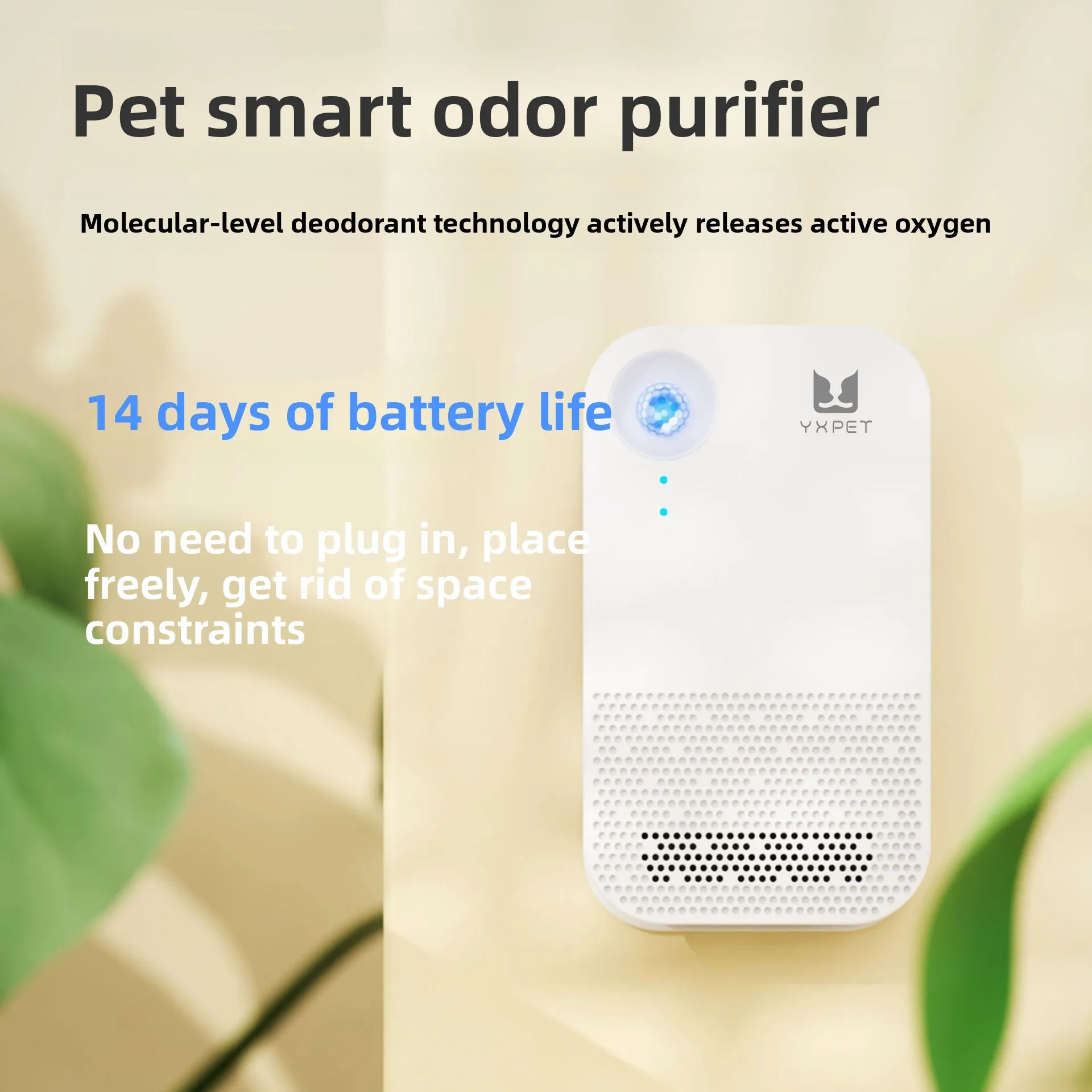 Smart Pet Odor Eliminator, Litter Box Deodorizer, Air Freshening Device for Cat & Dog Pet Toilet