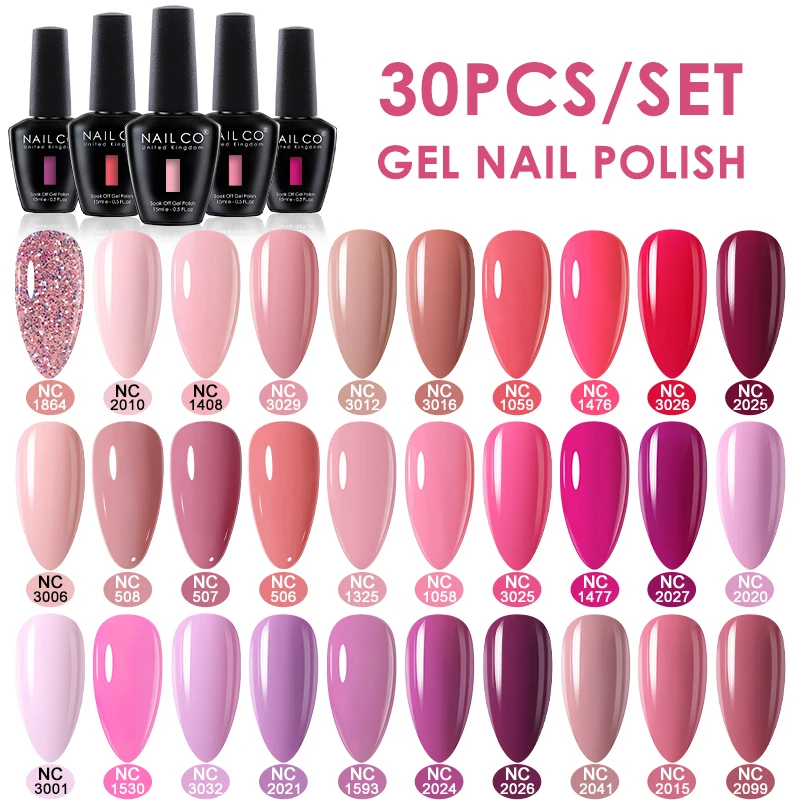 

NAILCO 15ml 20/30pcs Set TPO/Hema Free Gel Nail Polish Set UV Gel Nail Art Complete Manicure Kit Gel Color for DIY Professional