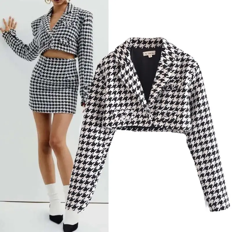 

December WMDR R2395 Plaid oulder Pad Jaet Collar Stand up Women's ort Outerwear Polyester Commute Sle Long Sve