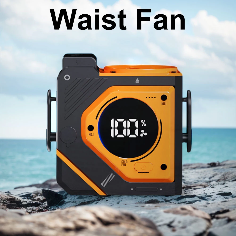 Portable Waist Fan 3 Speeds Waist Hanger Fan 5000/9800mAh Outdoor Camping Fan Rechargeable for Outdoor Jobsite Climbing Hiking