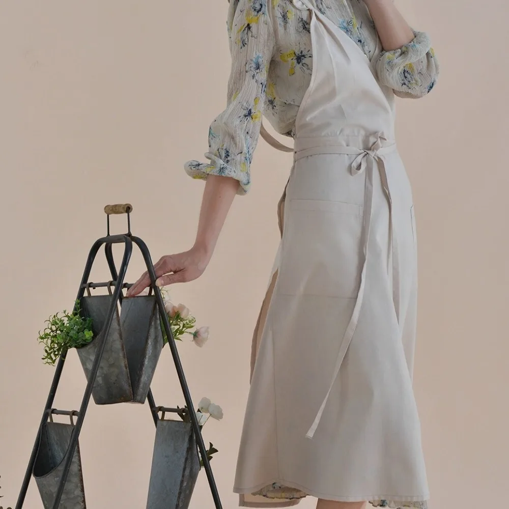 

Современный водонепроницаемый фартук для флориста, стильный хлопковый кухонный фартук с карманом, регулируемый садовый фартук для выпечки