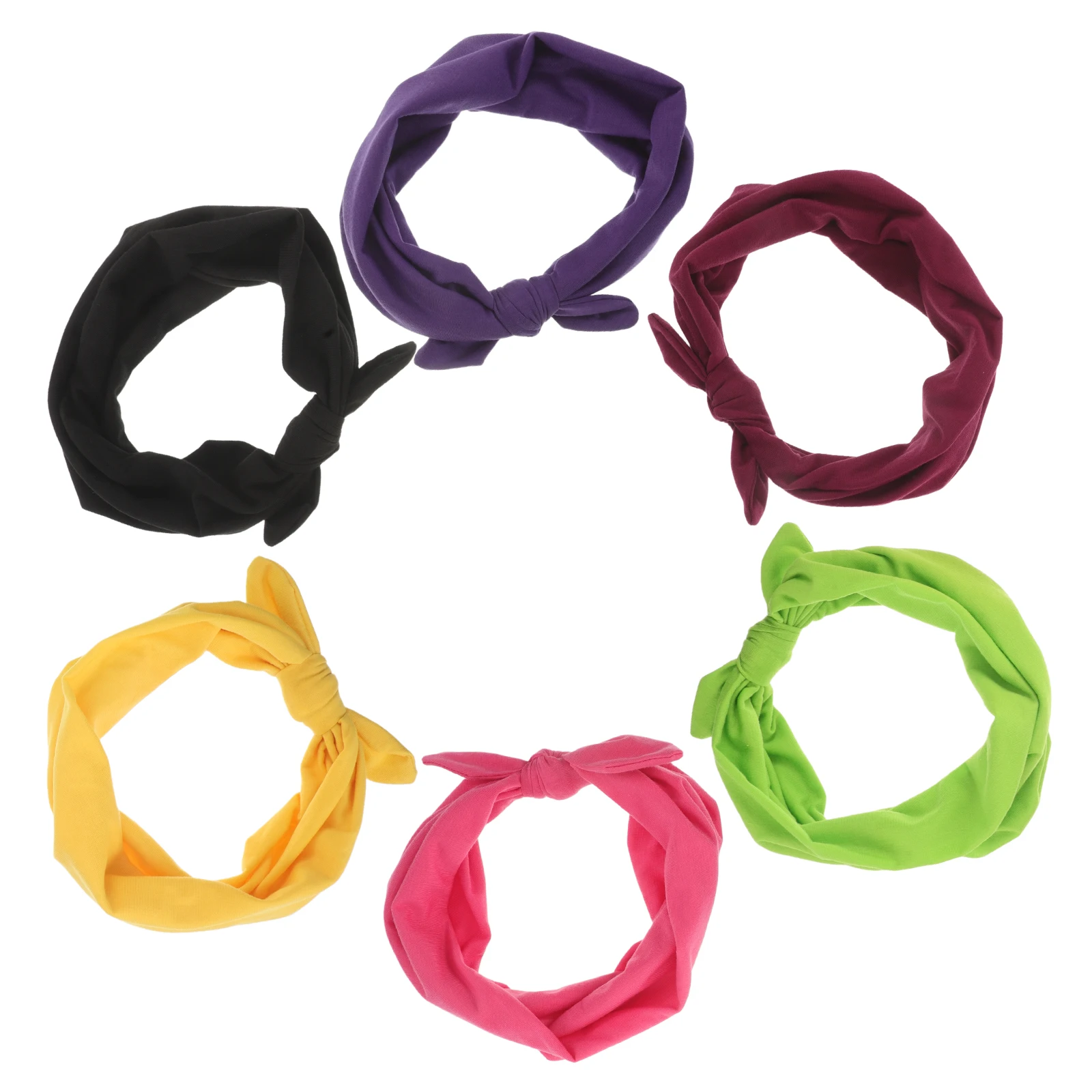 

6Pcs Yoga Headband Women Stretchy Sweat Wicking Headbands Knotted Bunny Ear Design Non Slip Athletic Hairband for Running