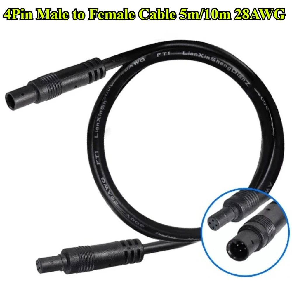 5Pcs/lot 4Pin Car DVR Camera Extension Cable 28AWG 5M/10M Male to Female Connector Cord for Dash Cam Reverse Camera Cable