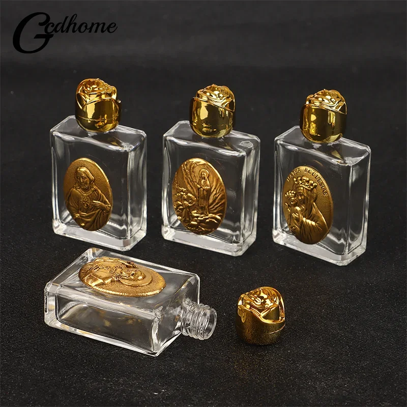 9 Types Of Glass Holy Water Jesus Bottle Religious Cross Bottle Christian Virgin Sculpture Bottle Refillable Holy Water Bottle