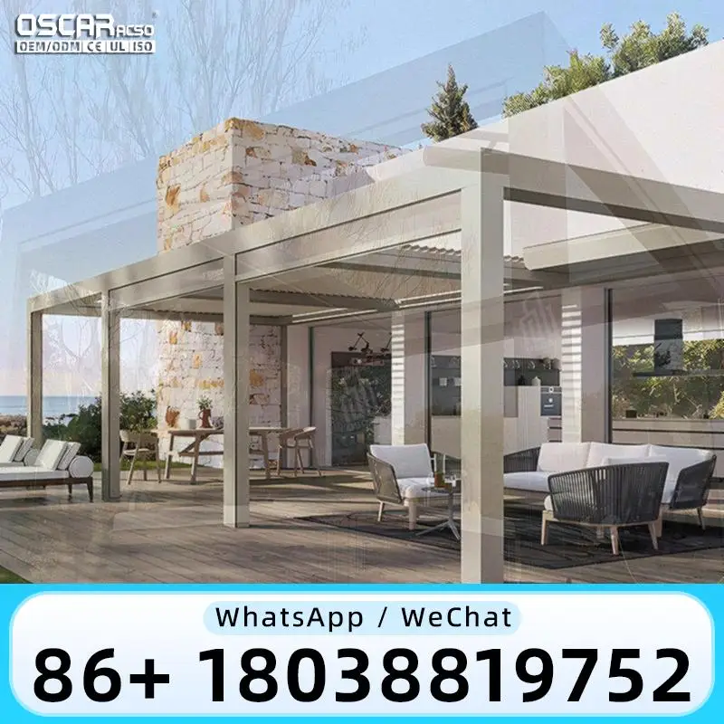 Modern Bioclimatic Aluminum Pergola with Louvre for Garden Terrace Outdoor Waterproof Building pergola