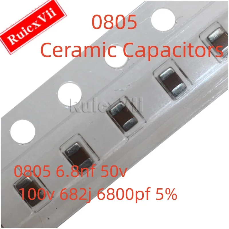 (50pcs) 0805 6.8NF 50V 100V 682J 6800PF 5% NPO COG 2012 SMD Ceramic Capacitors