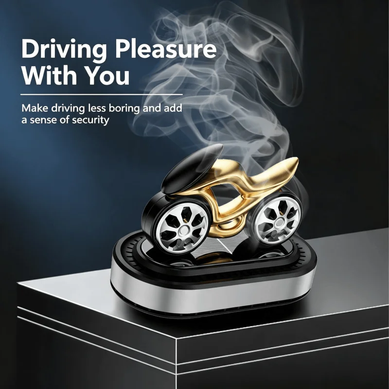Solar Powered Rotating Dynamic Motorcycle Car Air Freshener Sport Bike Model Perfume Dashboard Ornament Auto Decoration Gift