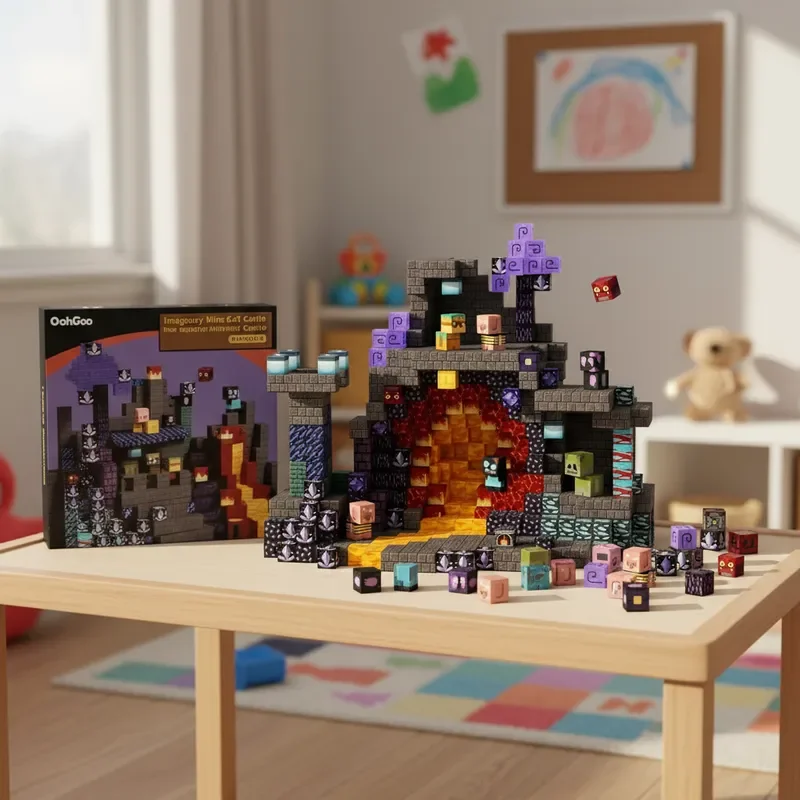 100 STKS Magnetische Blokken Lava Cave Building Set STEM Educatief Speelgoed Creatieve DIY Decor Geschenkdoos Kinderverjaardagscadeau