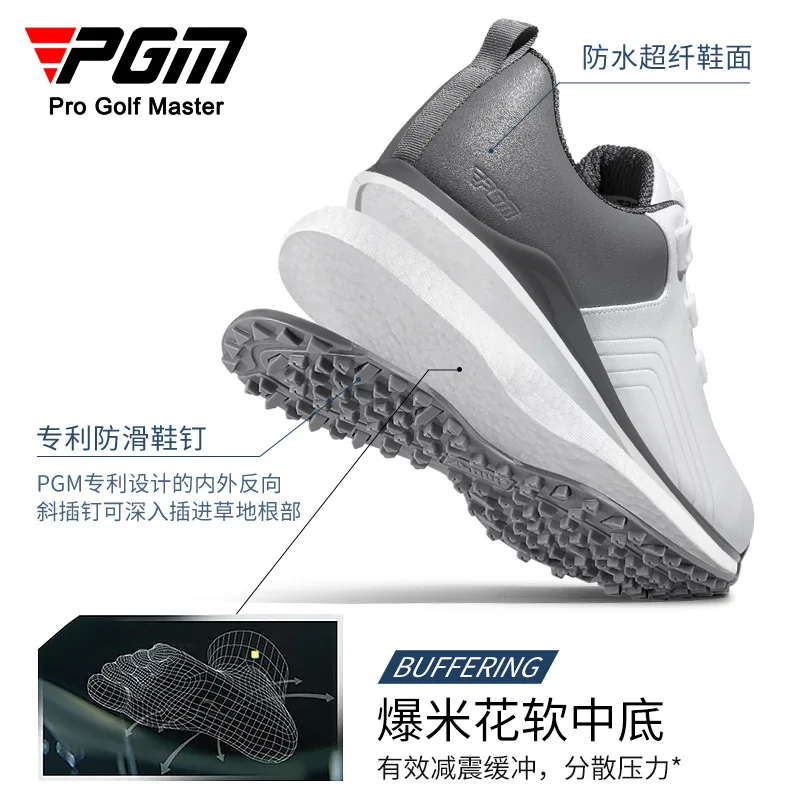 PGM sepatu Golf serat mikro pria, sneaker kasual musim panas tahan air TPU Anti Slip XZ371