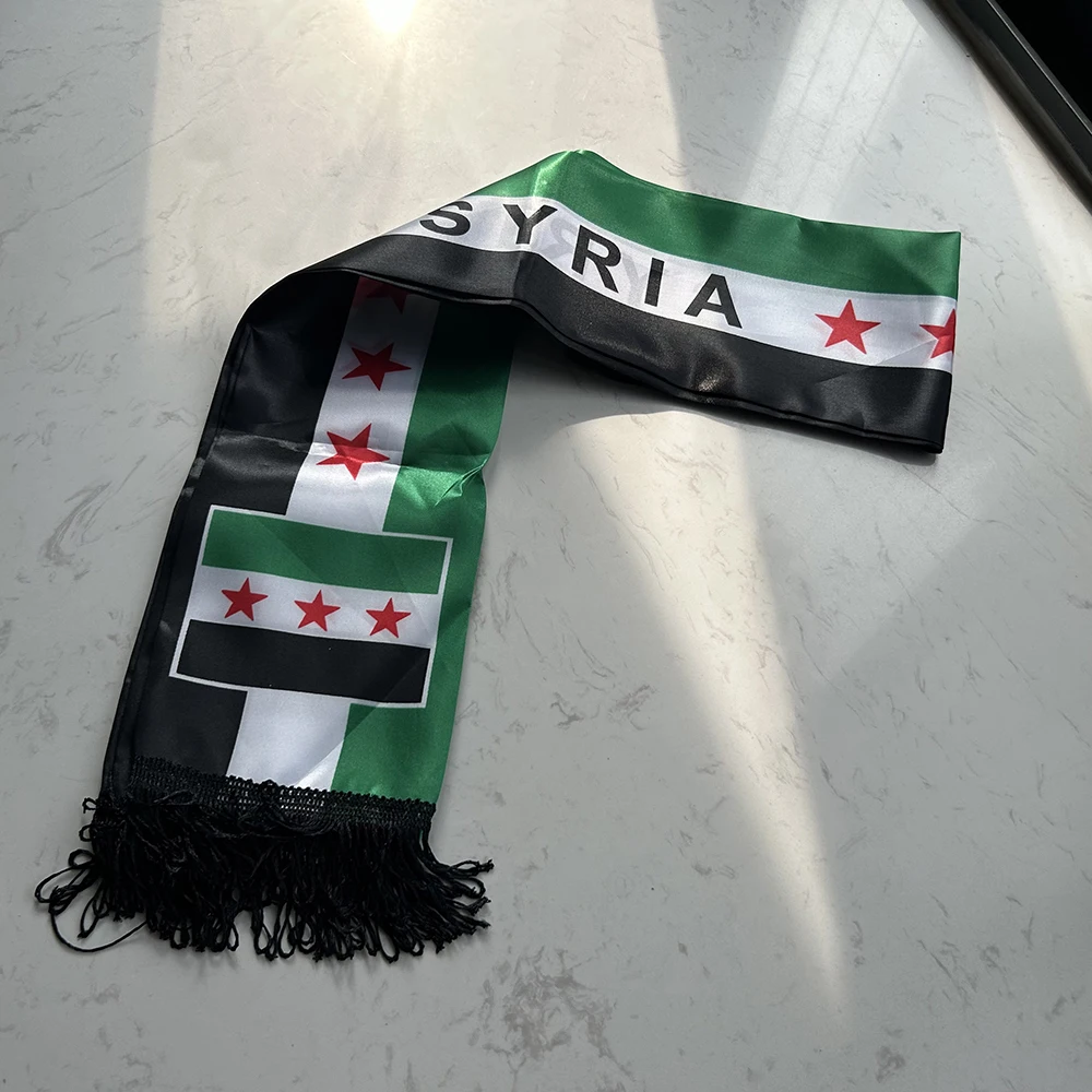 Syrien-Schal 14*135cm Der syrische Dreistern-Schal der Arabischen Republik Syrien für Eventdekoration – Detail 5