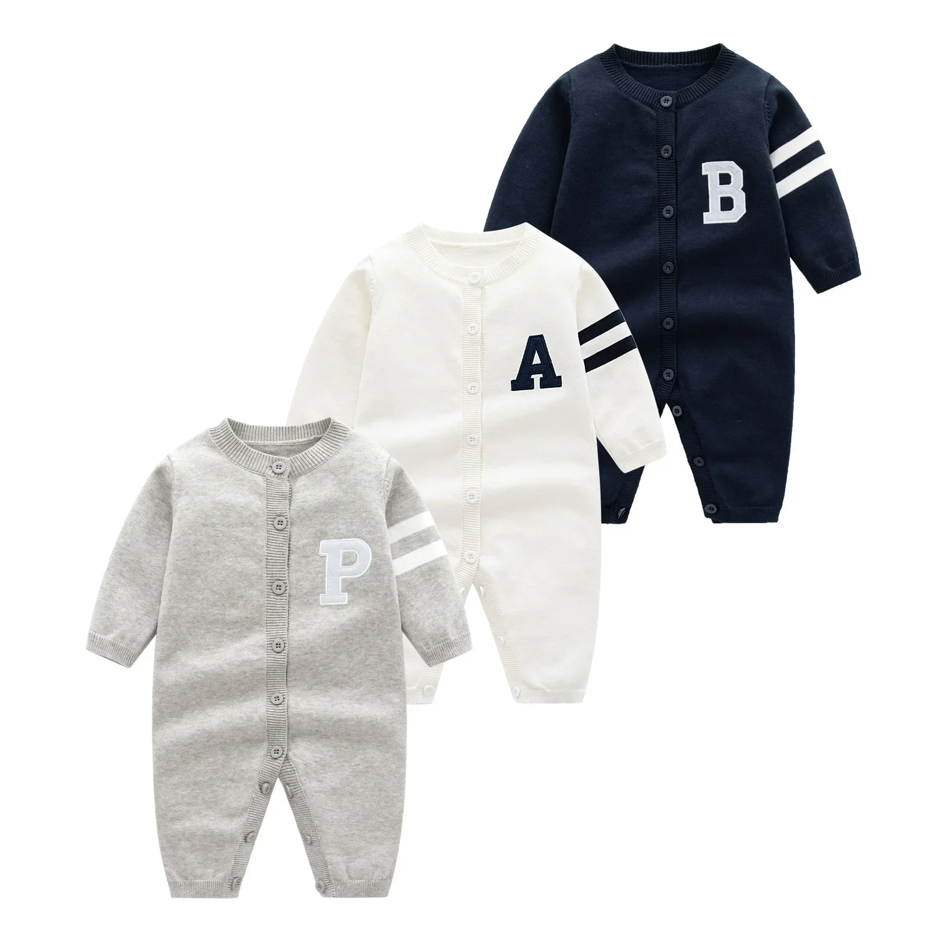 

Winter Warmth Baby Clothes Sweater Jumpsuit Cotton Thread Newborn Clothing Handsome Knitted Boys And Girls Romper