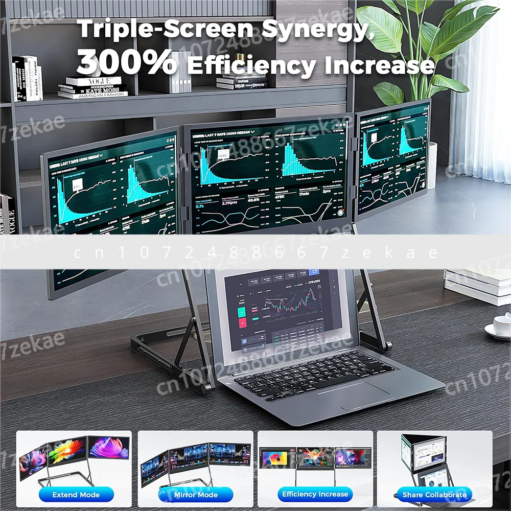 Triple 15.6 Inch  15.6 Inch Triple Portable Screen Monitor IPS LED 1080P FHD PortableTripleMonitor for Laptop