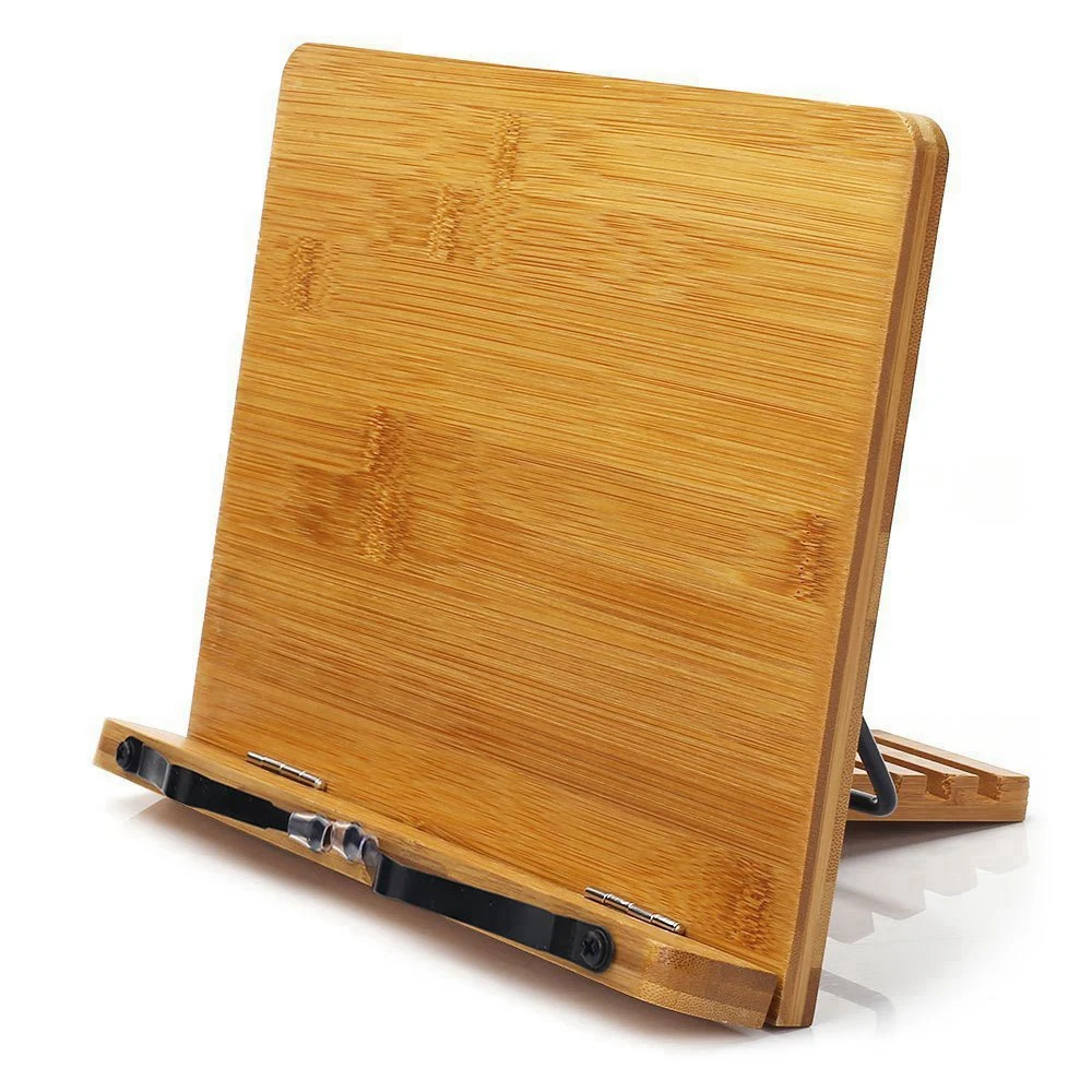 B68A Adjustable Book Holder Tray And Page Paper Clips-Cookbook Reading Desk Portable Sturdy Lightweight Bookstand-Textbooks Book