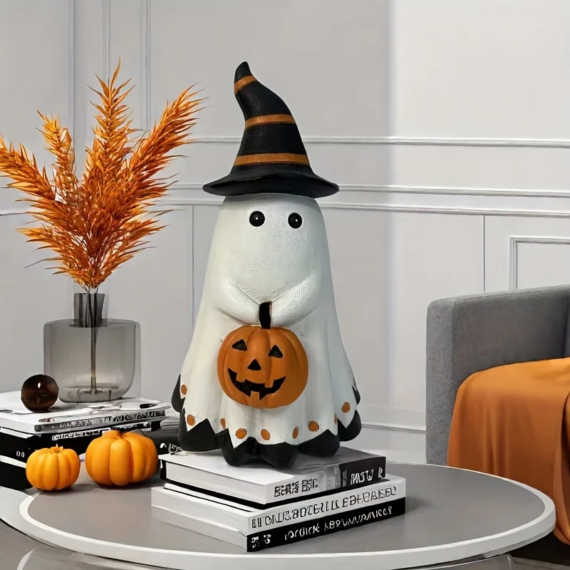 1 Stück Halloween-Kürbis-Statue, Kunst-Dekor aus Kunstharz, perfekt für Heimdekoration, Schlafzimmer, Wohnzimmer, Küche für Halloween-Party