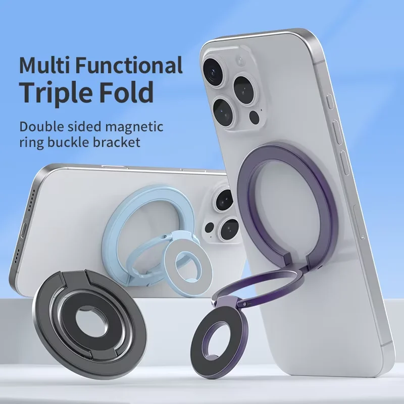 

KEBIDUMEI Magnetic Cellphone Grip Double Sided Magnetic Ring Phone Holder Cellphones Magnetic TripleFold Stand Phone Accessories